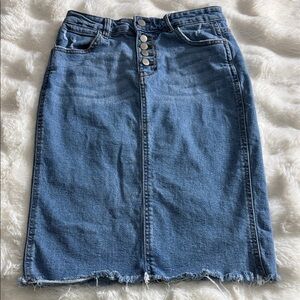 1511 Inc 90’s Look Denim Button-Fly Midi Skirt